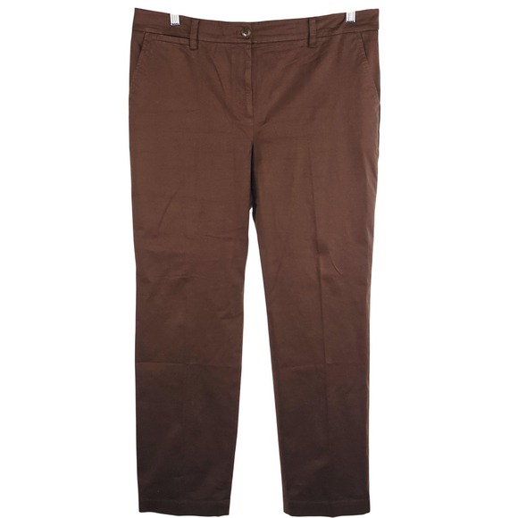 Talbots Pants Womens 16 Brown The Perfect Chino Stretch Straight Leg Casual Chic - Picture 2 of 10
